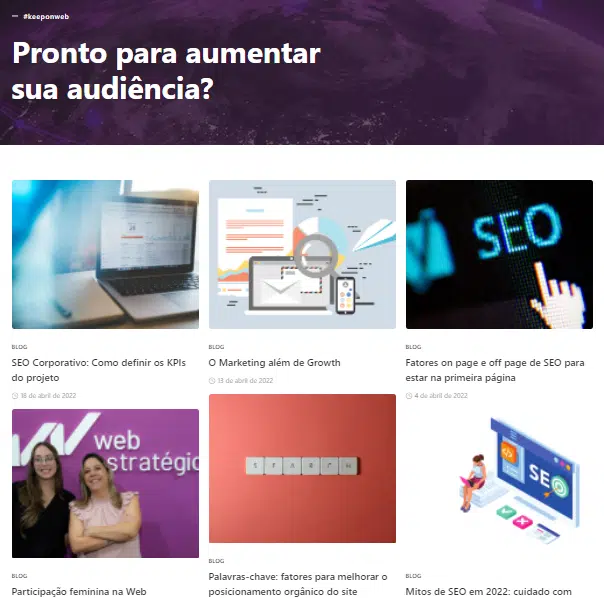 melhores palavras-chave: print do blog da WE