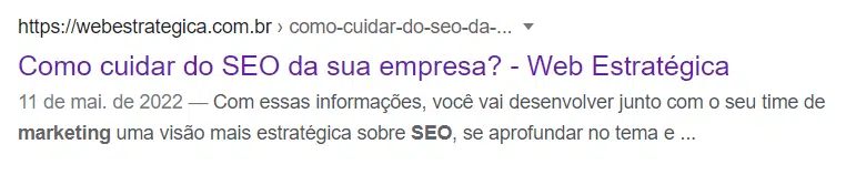 Como usar h1, h2 e h3 para SEO? Resultado de busca no Google com meta titulo e meta descrição.