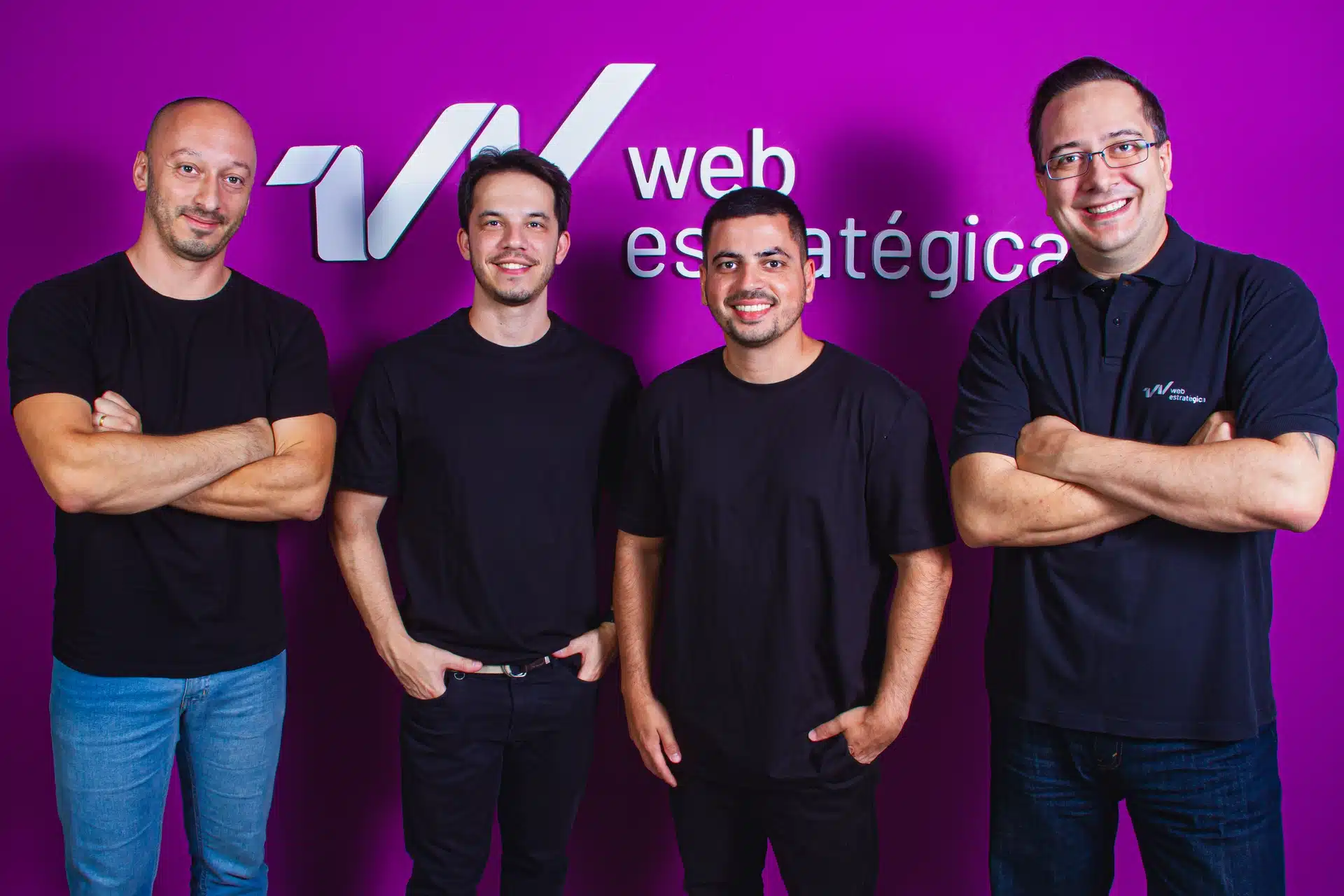 Sócios da Web Estratégica e da Lume: Anderson Fagundes (CSO), Everton Andrade (CEO), Cristian Magalhães (COO) e Rafael Rez (CMO).