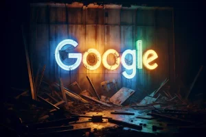 Logo do Google em um cenário apocalíptico